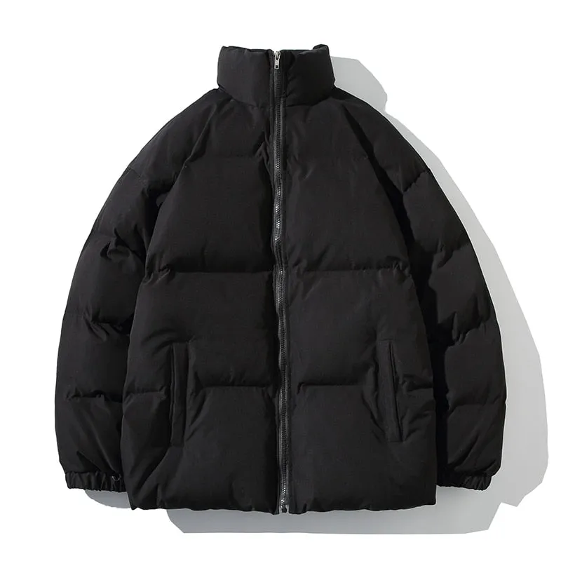 Parkas Thicken Warm Coat Stand Collar Jackets Solid Color Winter Fashion New Streetwear