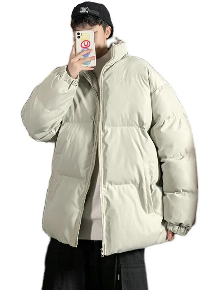 Parkas Thicken Warm Coat Stand Collar Jackets Solid Color Winter Fashion New Streetwear