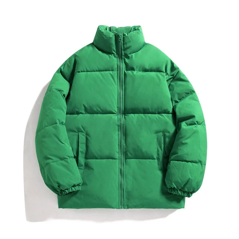 Parkas Thicken Warm Coat Stand Collar Jackets Solid Color Winter Fashion New Streetwear
