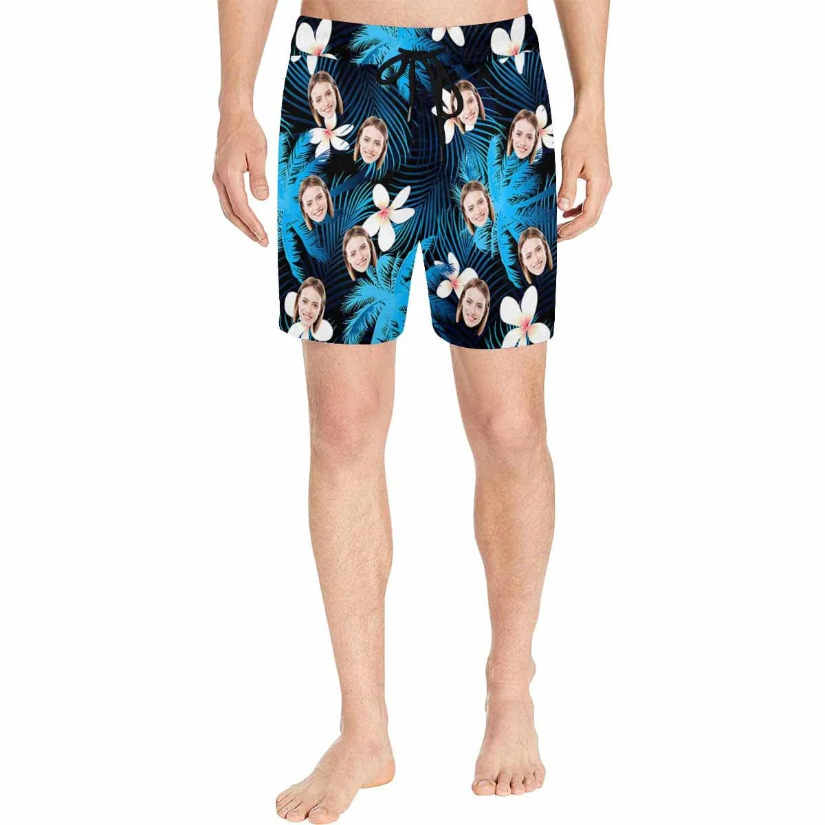 Personalized Swim Trunks Custom Face Deep Blue Men's Quick Dry Swim Shorts Beach Swimsuit