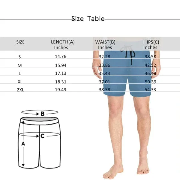 Personalized Swim Trunks Custom Swimming Trunks Custom Face & Text Orange Men's Quick Dry Swim Shorts for Father's Day