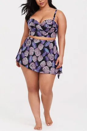 Pineapple Print Cute High Waisted Ruffle Bikini