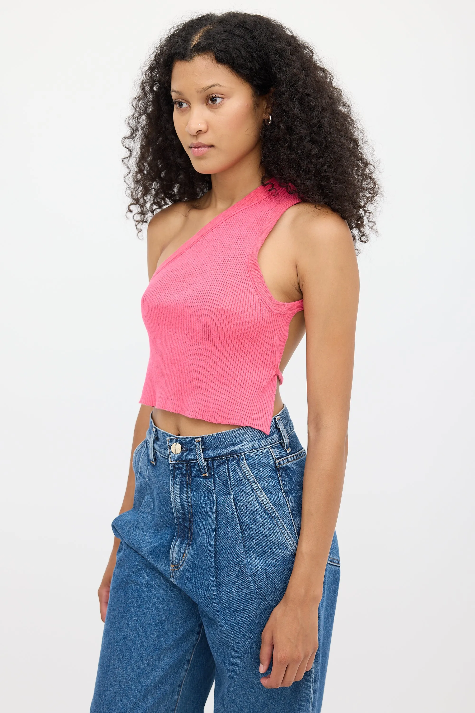 Pink Ribbed La Maille Ascu Backless Top