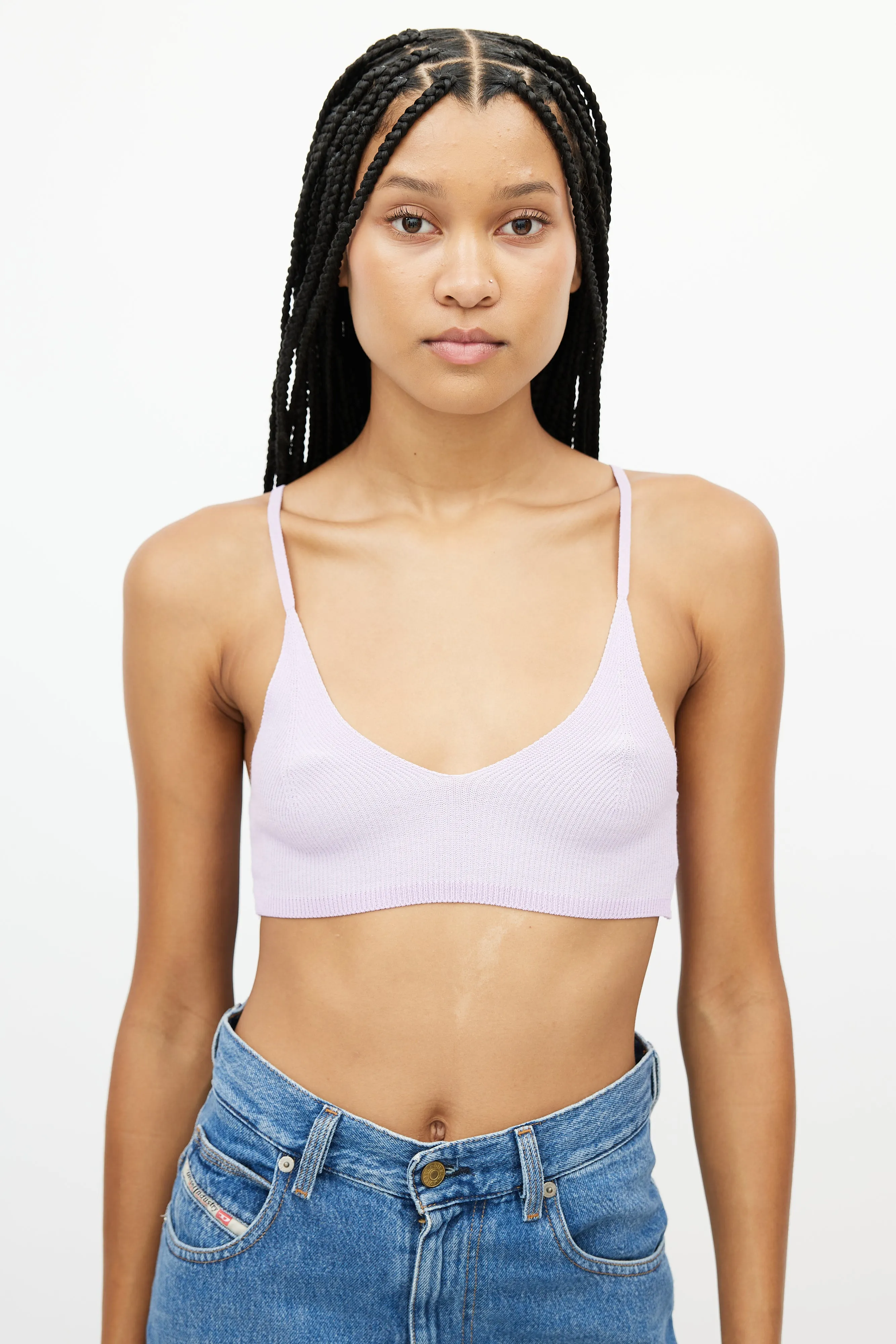 Purple Ribbed Bra Top