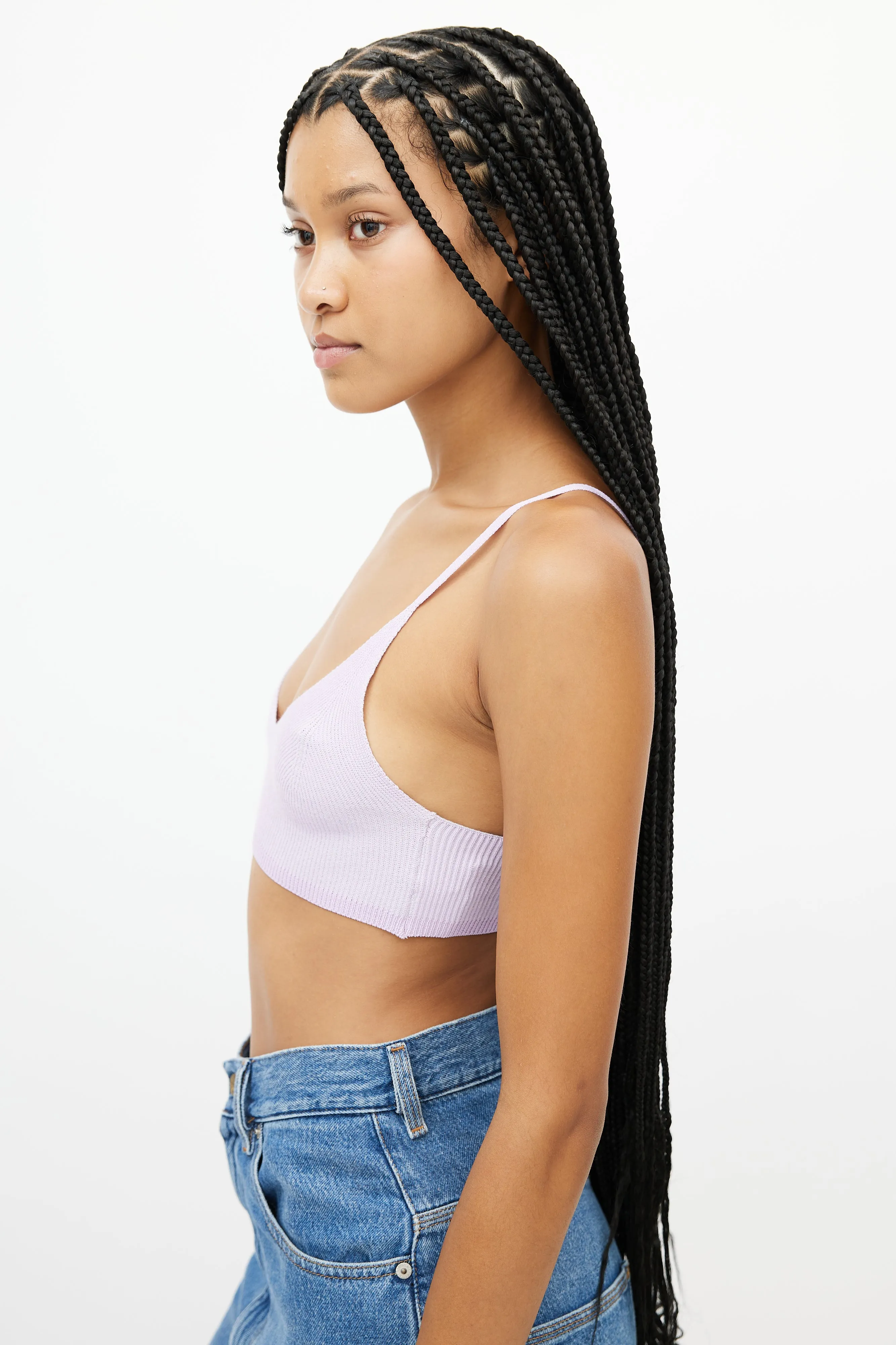Purple Ribbed Bra Top