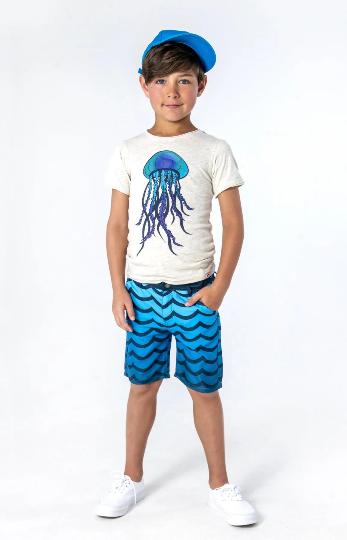 Quick Dry Hybrid Shorts-Wavy Blue