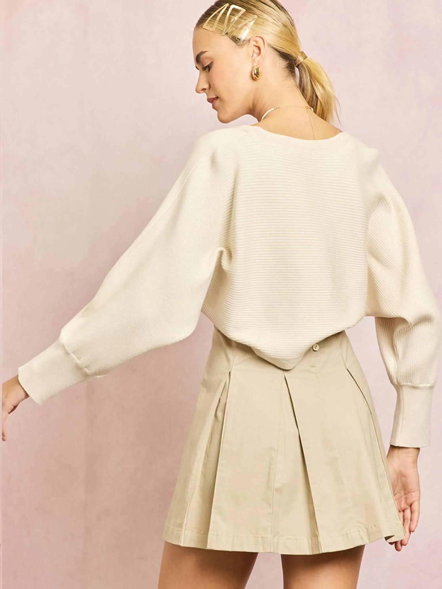 Ribbed Knit Bolero in Oatmeal