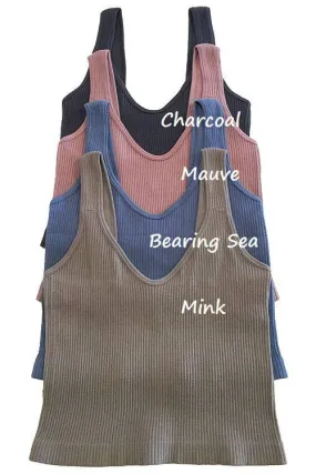 Ribbed Tank Crop Top One Size in 2 Colors, White and Charcoal
