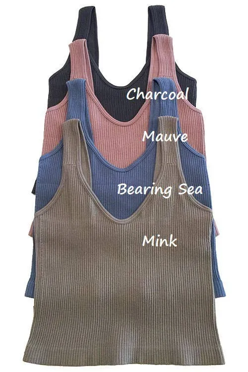 Ribbed Tank Crop Top One Size in 2 Colors, White and Charcoal