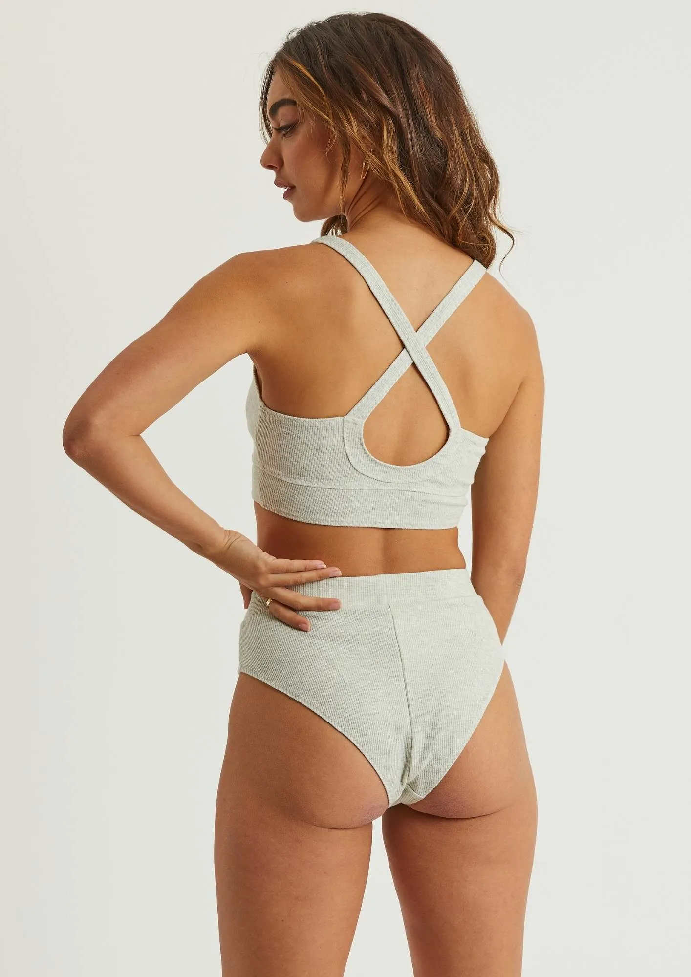 Saturday The Label Elle Ribbed Knit Lounge Bra | Marle Grey