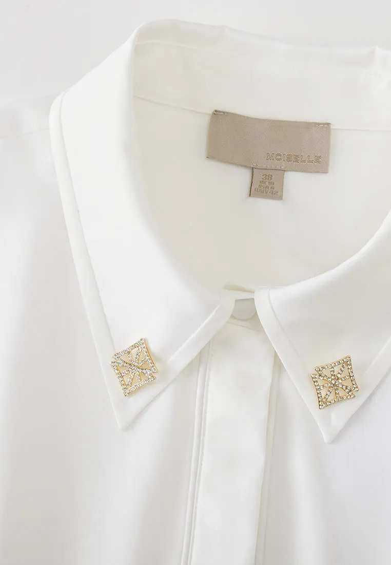 Seam-detail Chramed Concealed-fastening Blouse