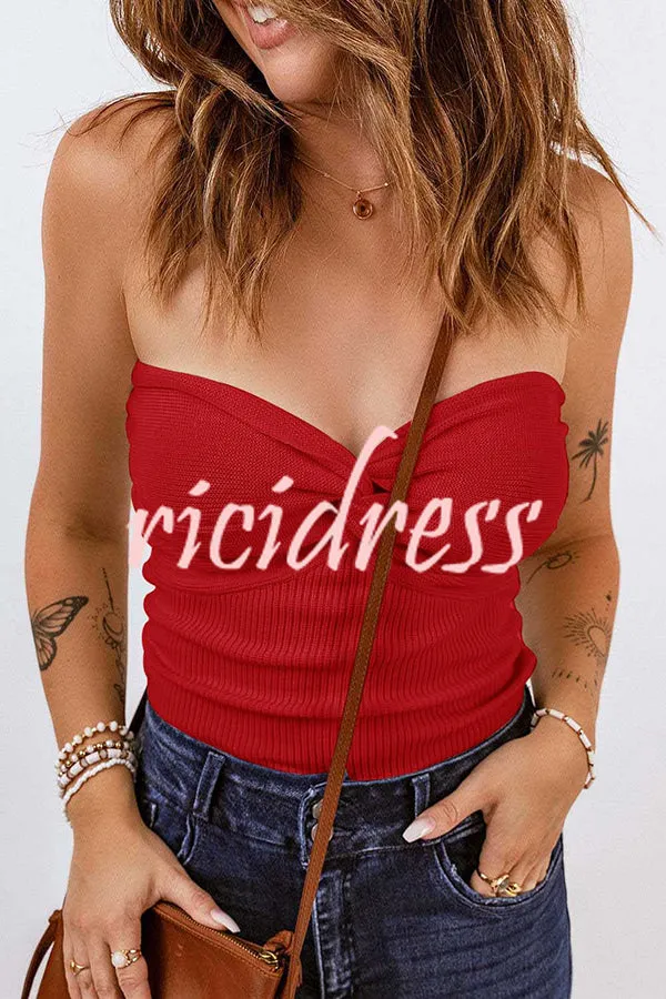Sexy Tube Knit Ribbed Slim Backless Tank Top