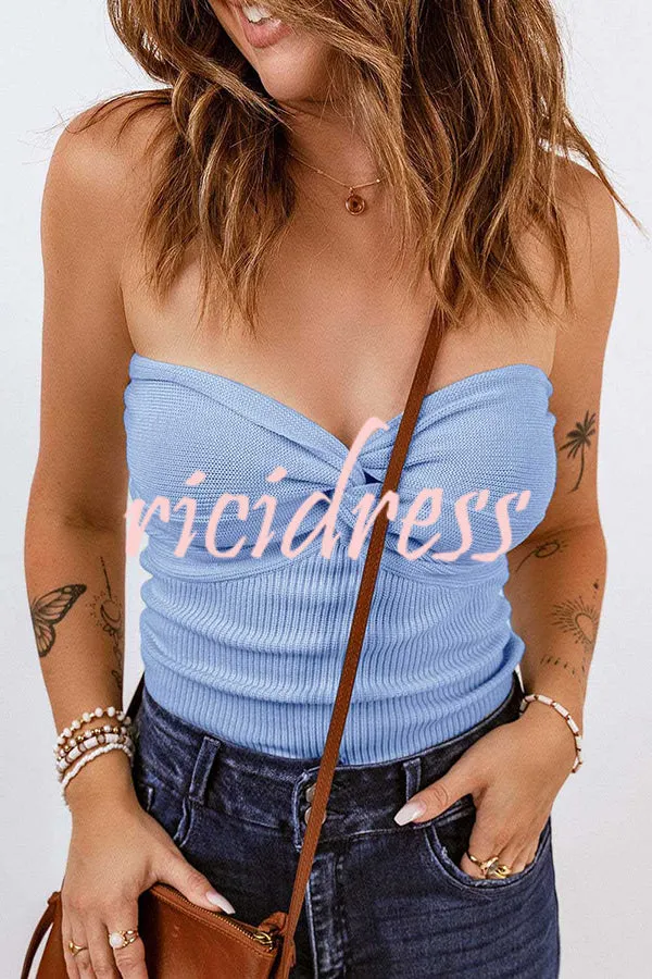 Sexy Tube Knit Ribbed Slim Backless Tank Top