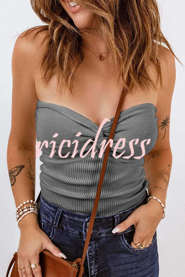 Sexy Tube Knit Ribbed Slim Backless Tank Top
