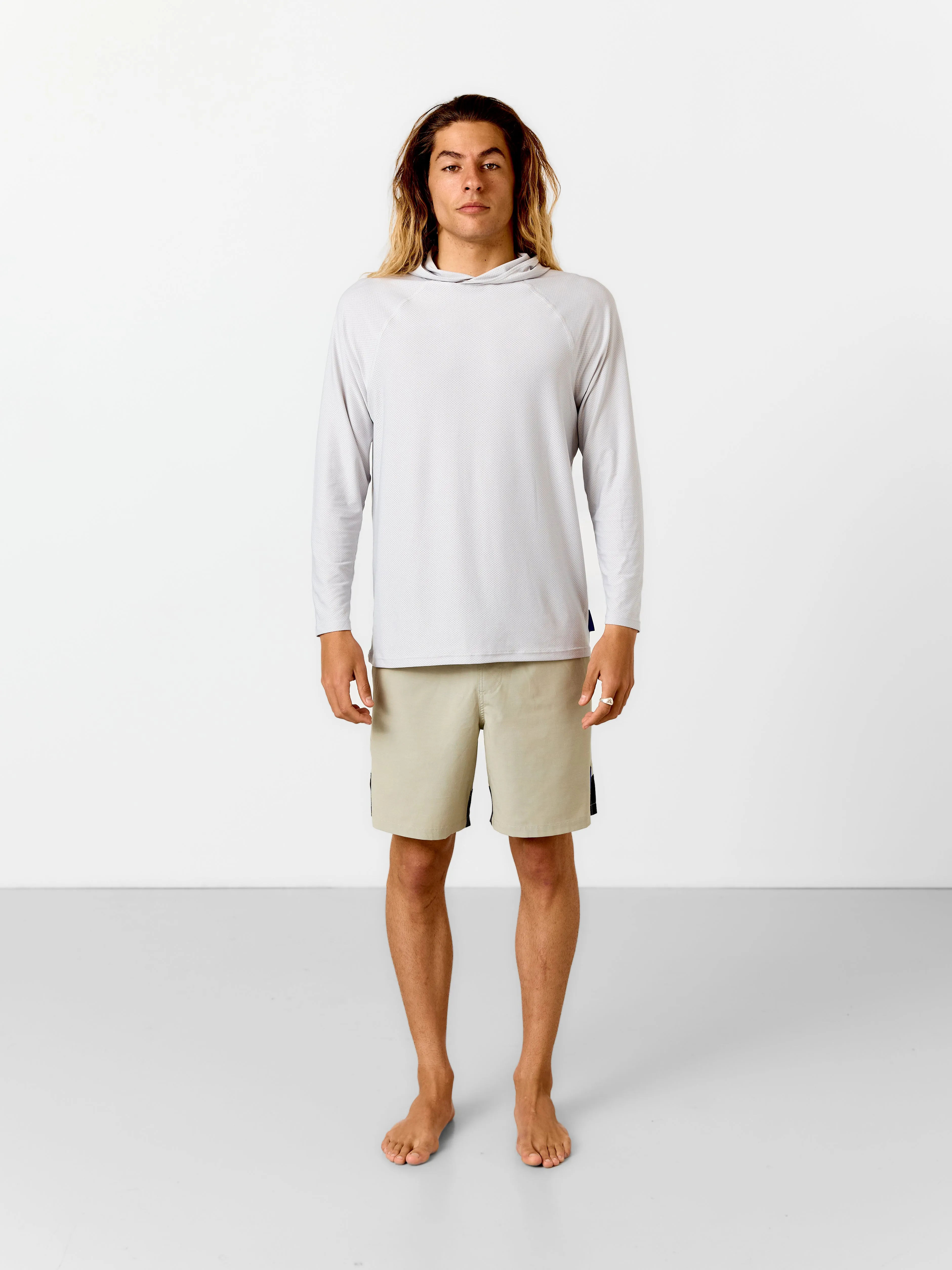SPF50 Long Sleeve Hooded Active Shirt |Dove Grey