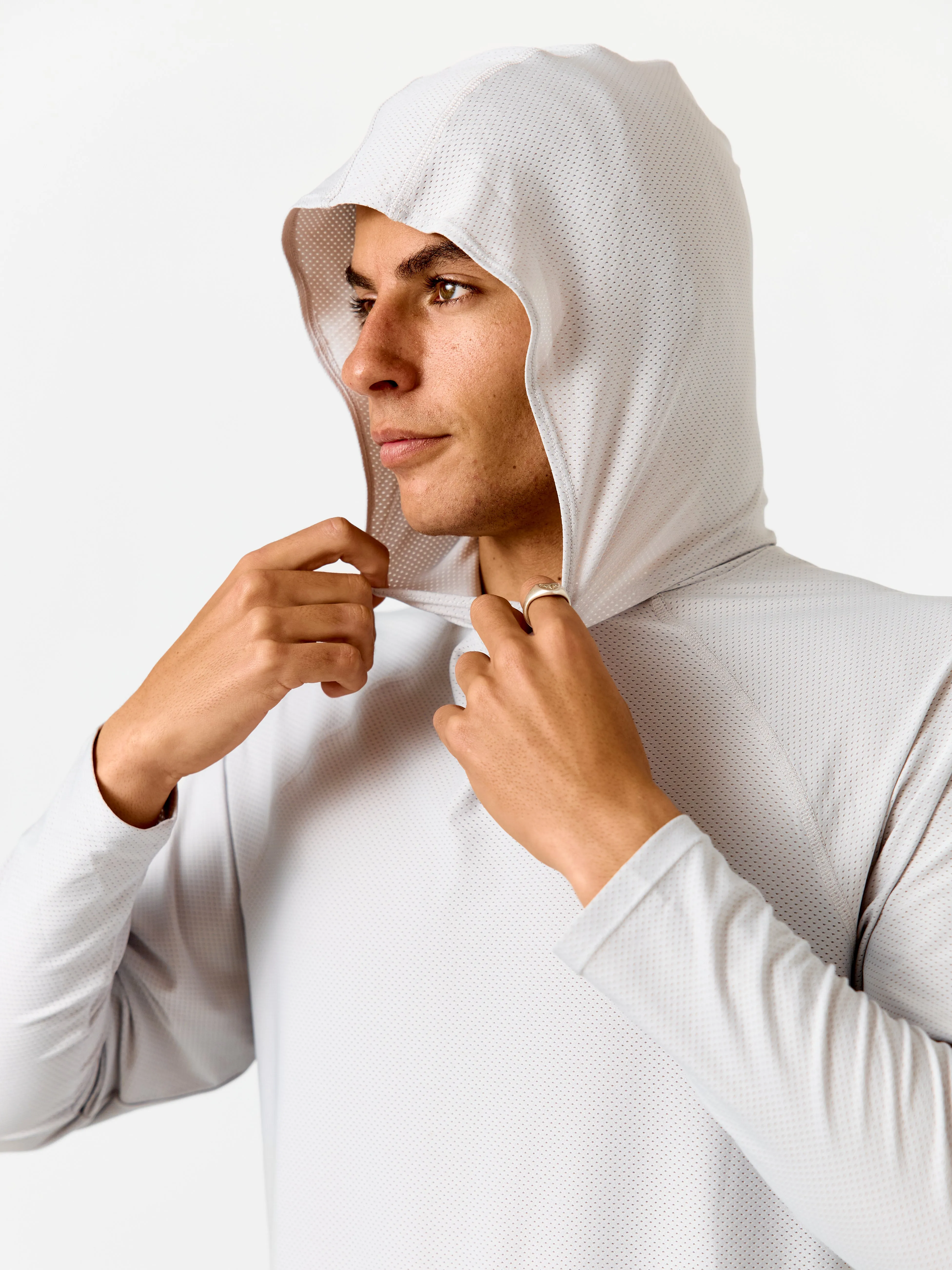 SPF50 Long Sleeve Hooded Active Shirt |Dove Grey