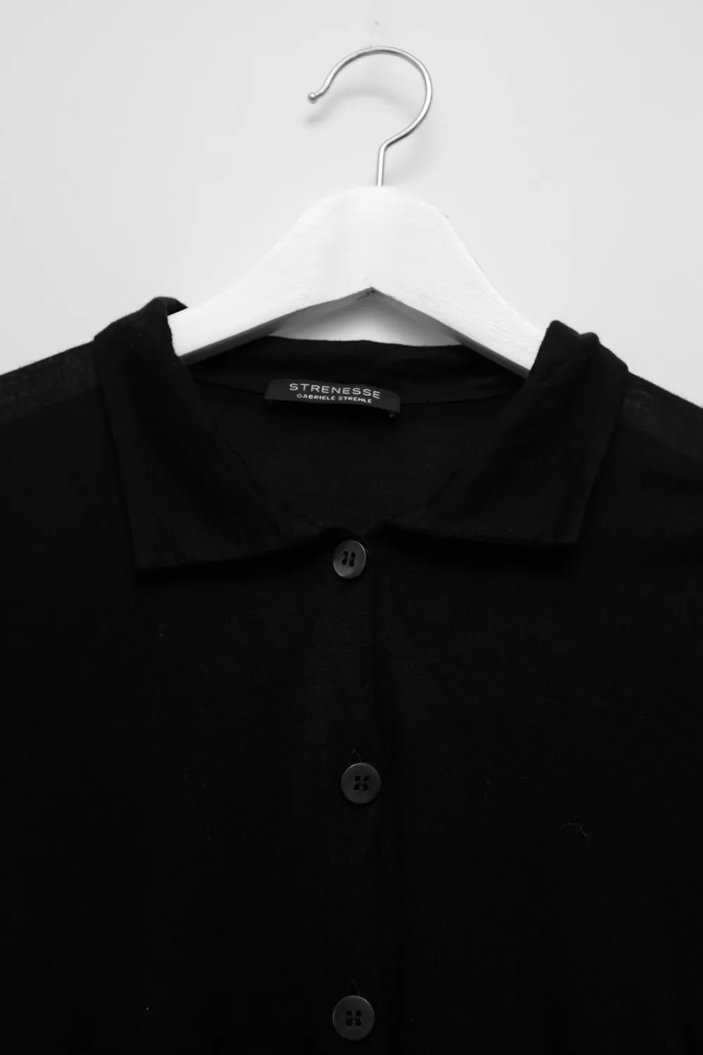 STRENESSE POLO SLIM BLACK CARDIGAN KNIT