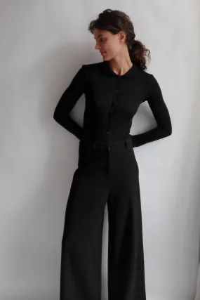 STRENESSE POLO SLIM BLACK CARDIGAN KNIT