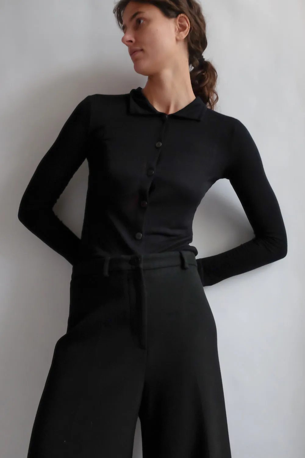 STRENESSE POLO SLIM BLACK CARDIGAN KNIT