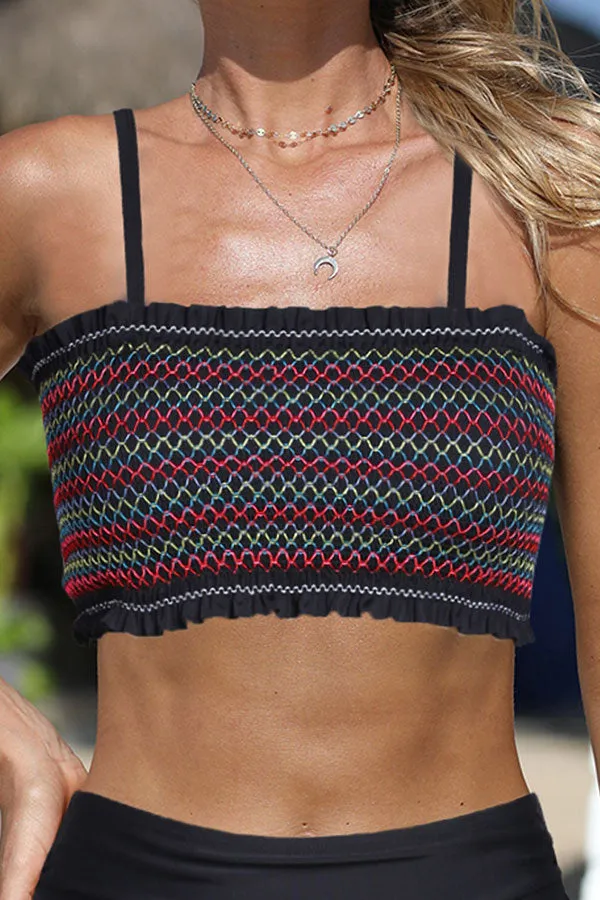 Striped Classic Lace-Up High Waisted Bikini