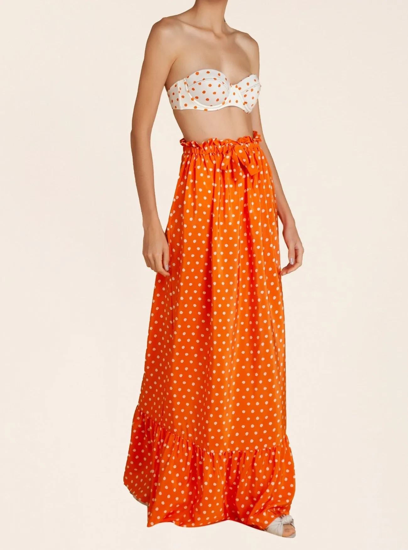 Tangerine Pois High-Waisted Bikini