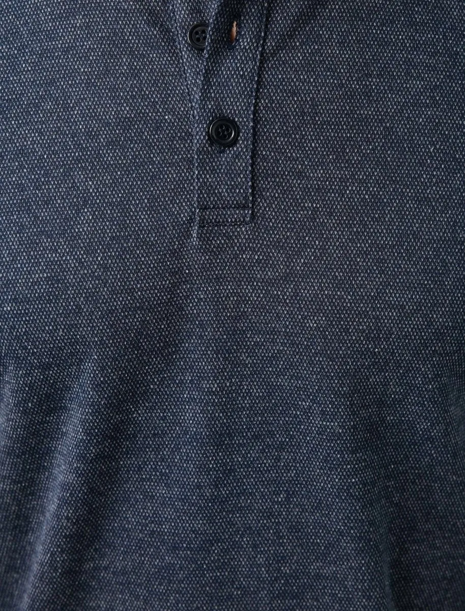 Textured Henley Tshirt in Navy