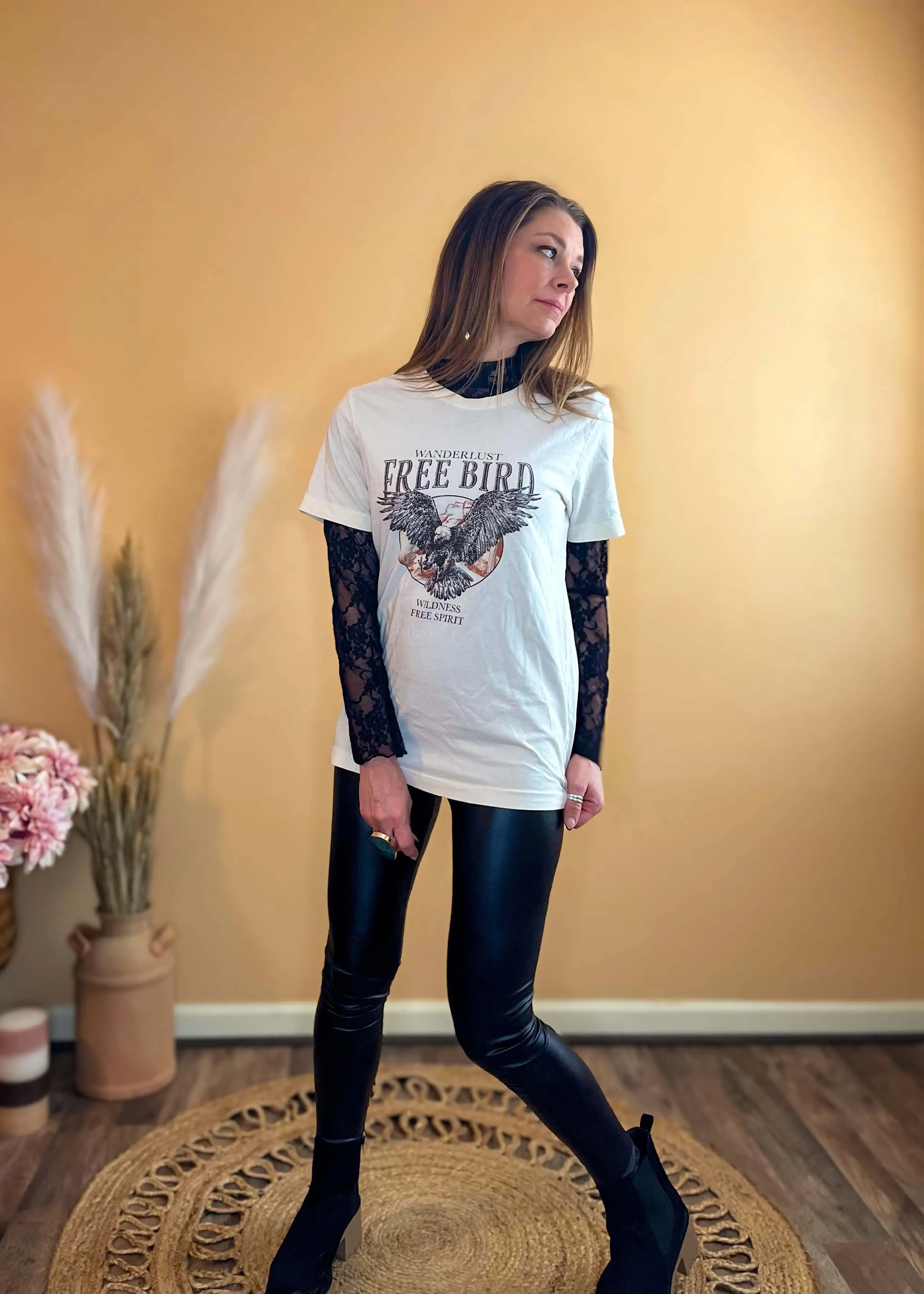 The Jade Floral Lace Mesh Long Sleeve Top - Black