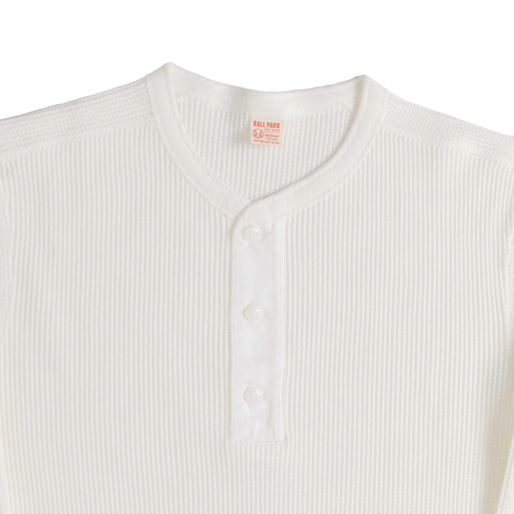 The Real McCoy's Waffle Thermal Henley Undershirt Medium White