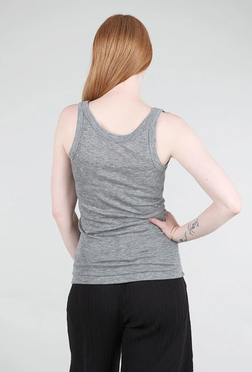 Tubular Cashmere Tank, Heather Gray