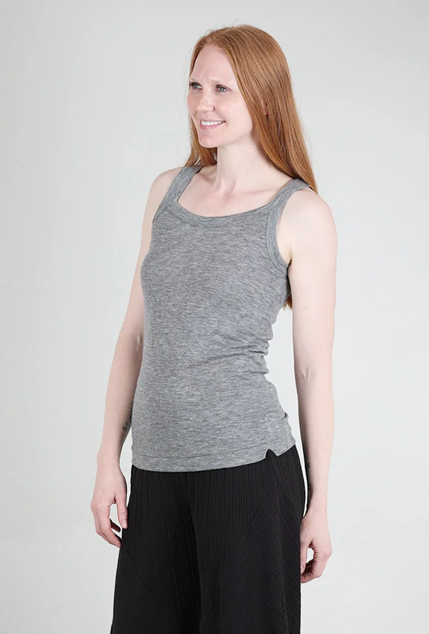 Tubular Cashmere Tank, Heather Gray