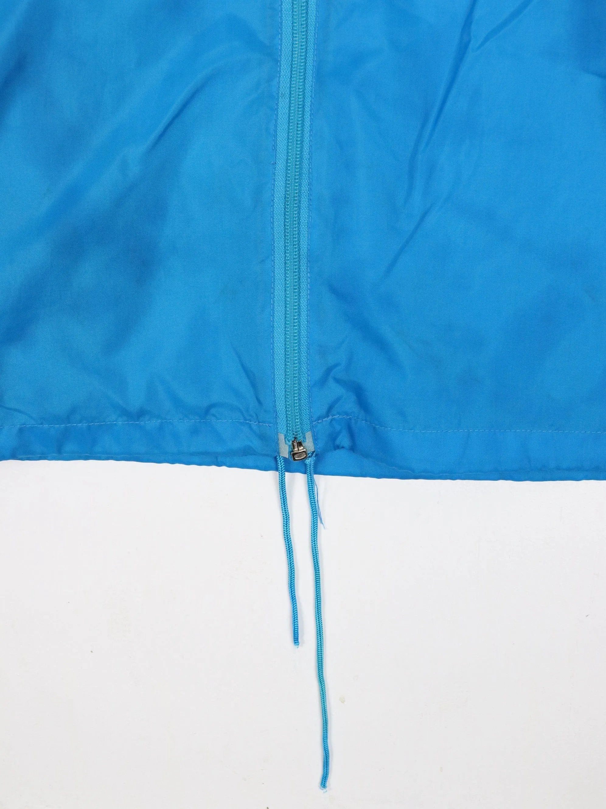 Vintage Logo Windbreaker Womens Medium Blue Packable Jacket 90s Neon