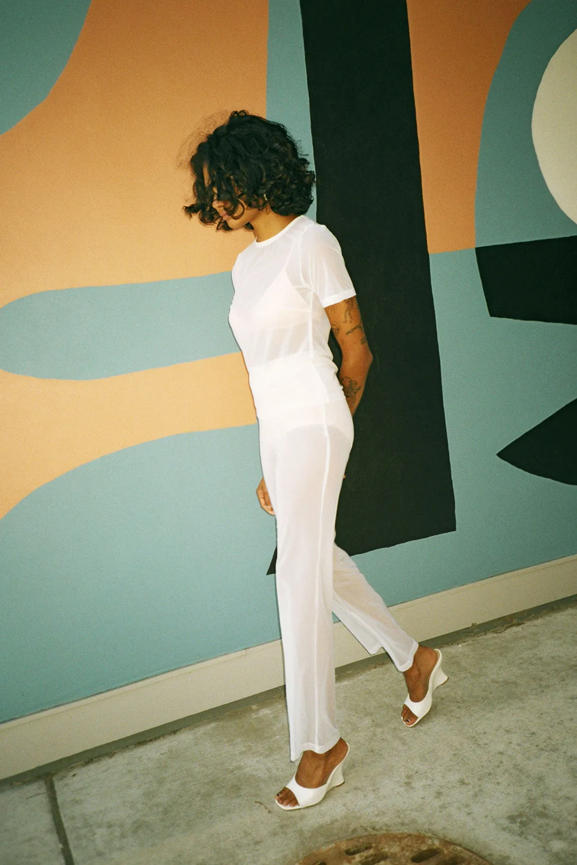 White Mesh Tee