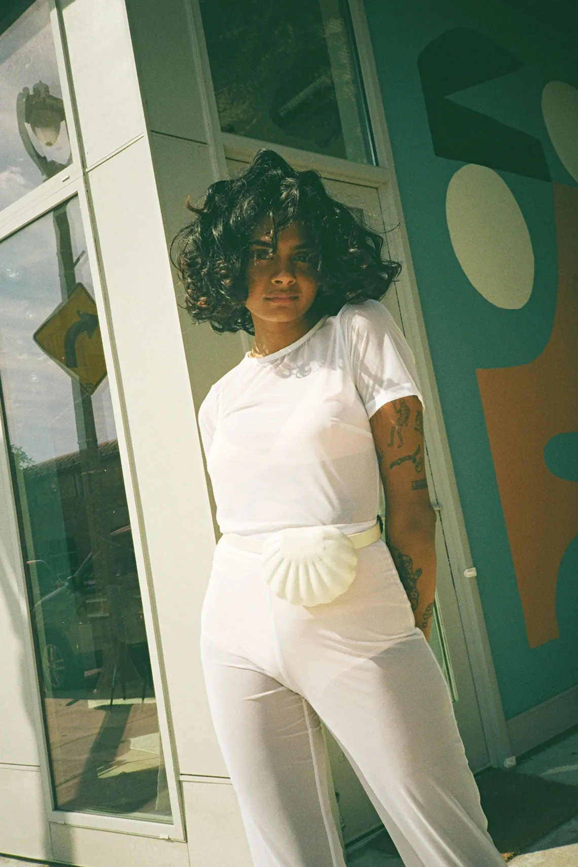 White Mesh Tee