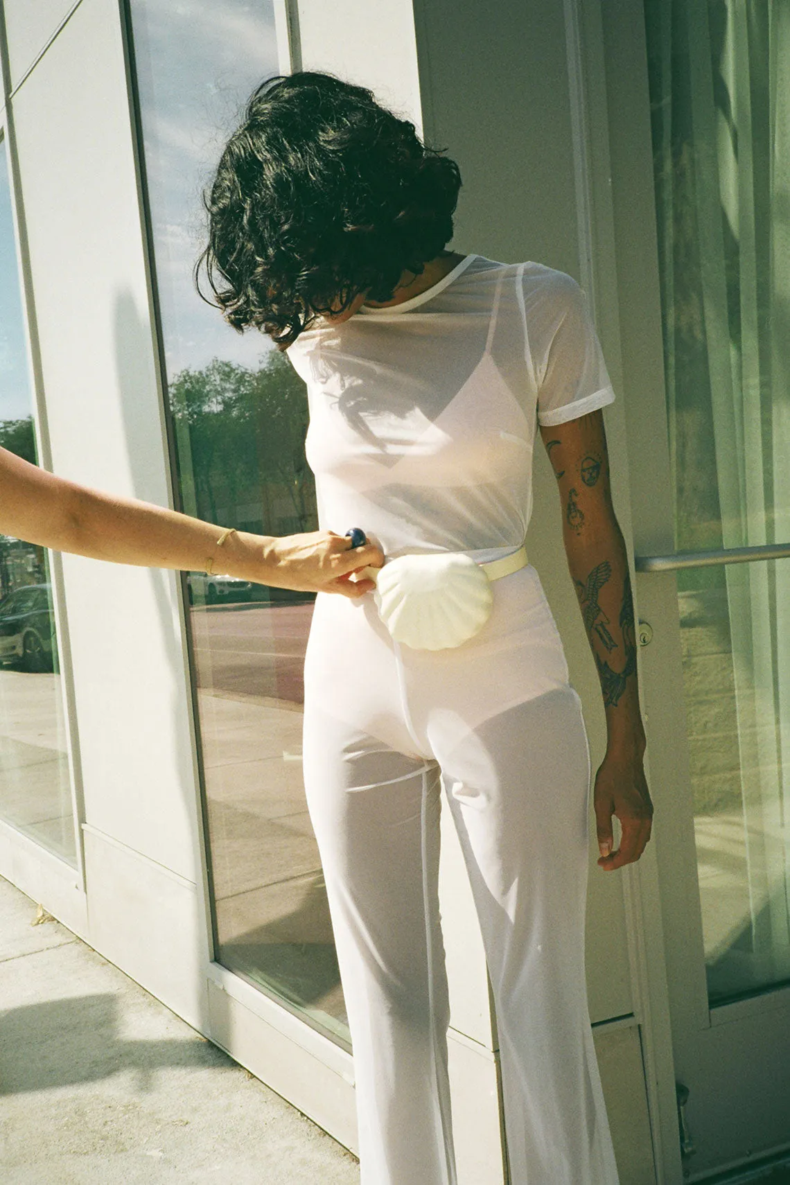 White Mesh Tee