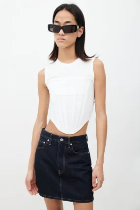 White Ribbed Corset Tank