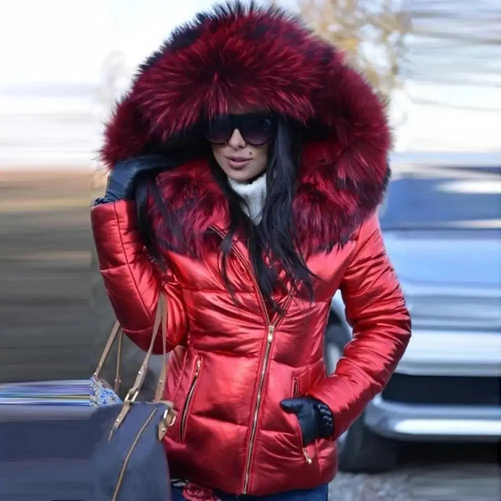 Women Faux Fur Jacket Hood Warm Coat Parka Keep Warm Coat  Autumn Winter Outerwear