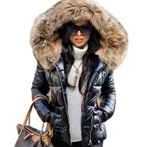 Women Faux Fur Jacket Hood Warm Coat Parka Keep Warm Coat  Autumn Winter Outerwear