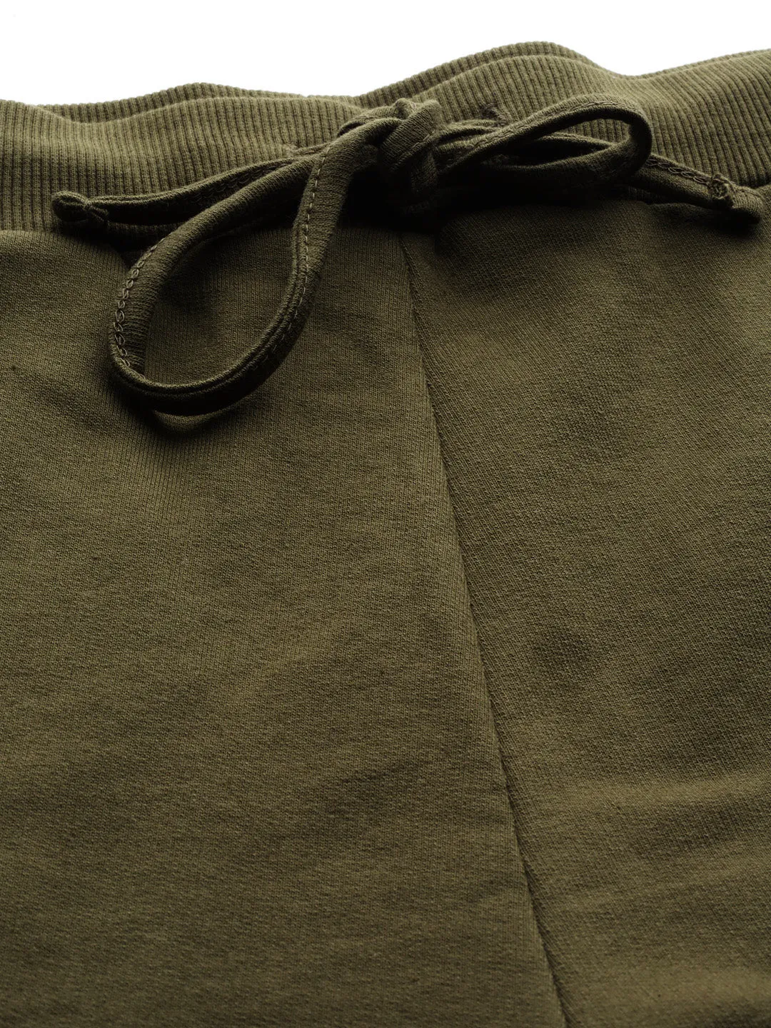 Women Olive Contrast Hem Tape Joggers