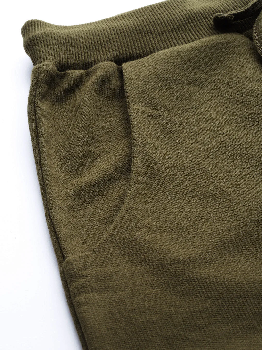 Women Olive Contrast Hem Tape Joggers