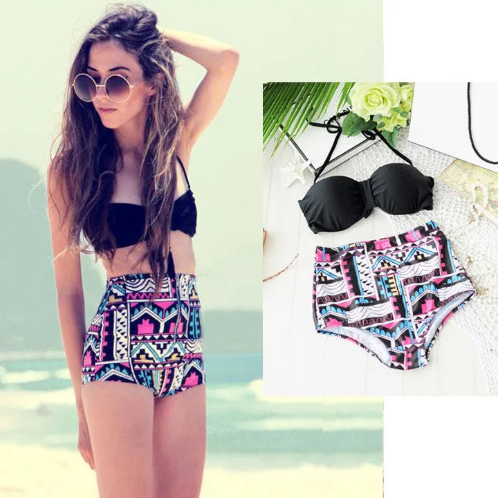 Women's Push-up Padded Bra High Waisted Bikini