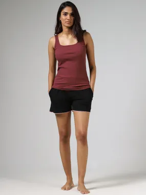 Wunderlove Rust Ribbed Cotton-Blend Camisole