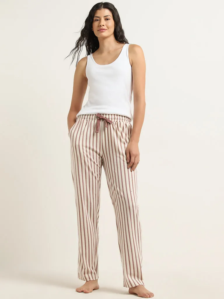Wunderlove White Ribbed Textured Cotton-Blend Camisole
