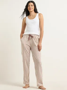 Wunderlove White Ribbed Textured Cotton-Blend Camisole